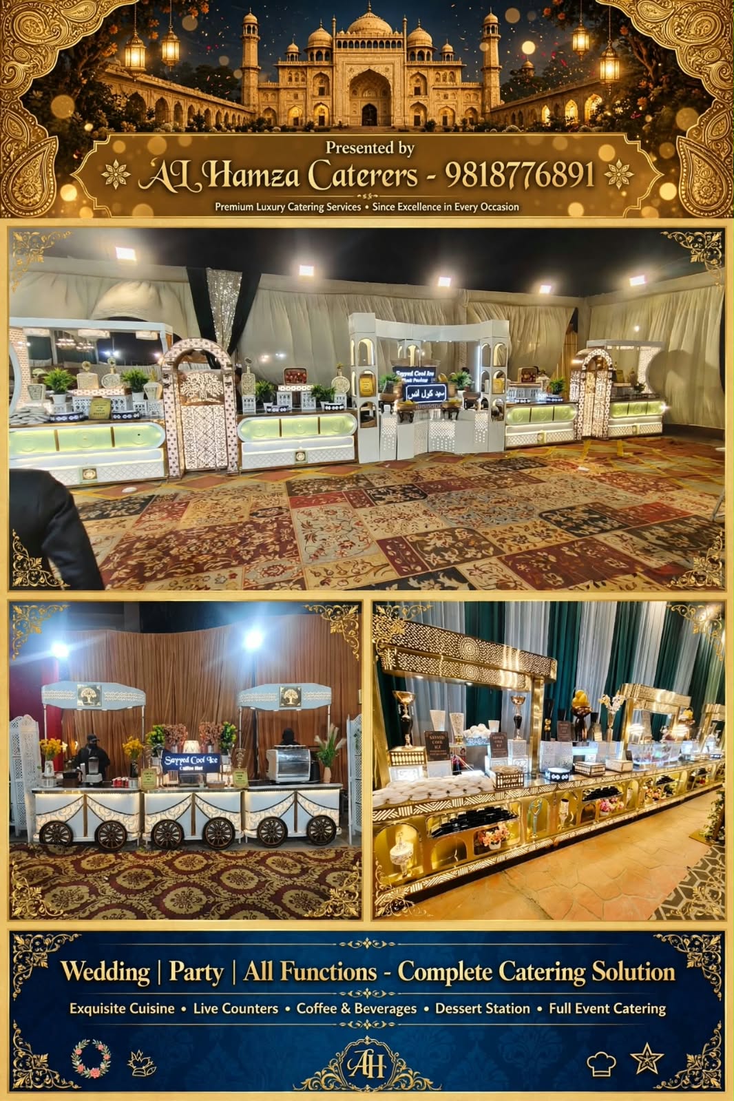 Al-Hamza Caterers buffet and live counters at a wedding